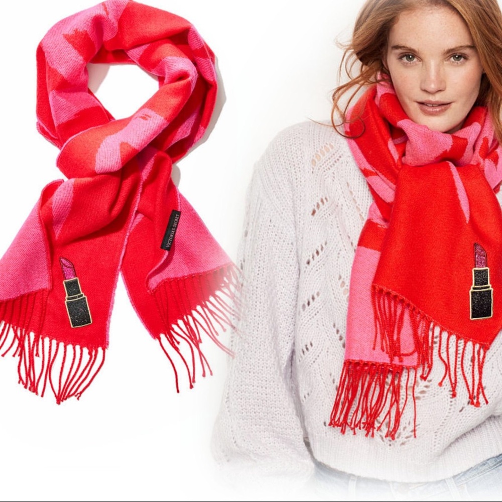 Victoria’s Secret pink red lipstick scarf